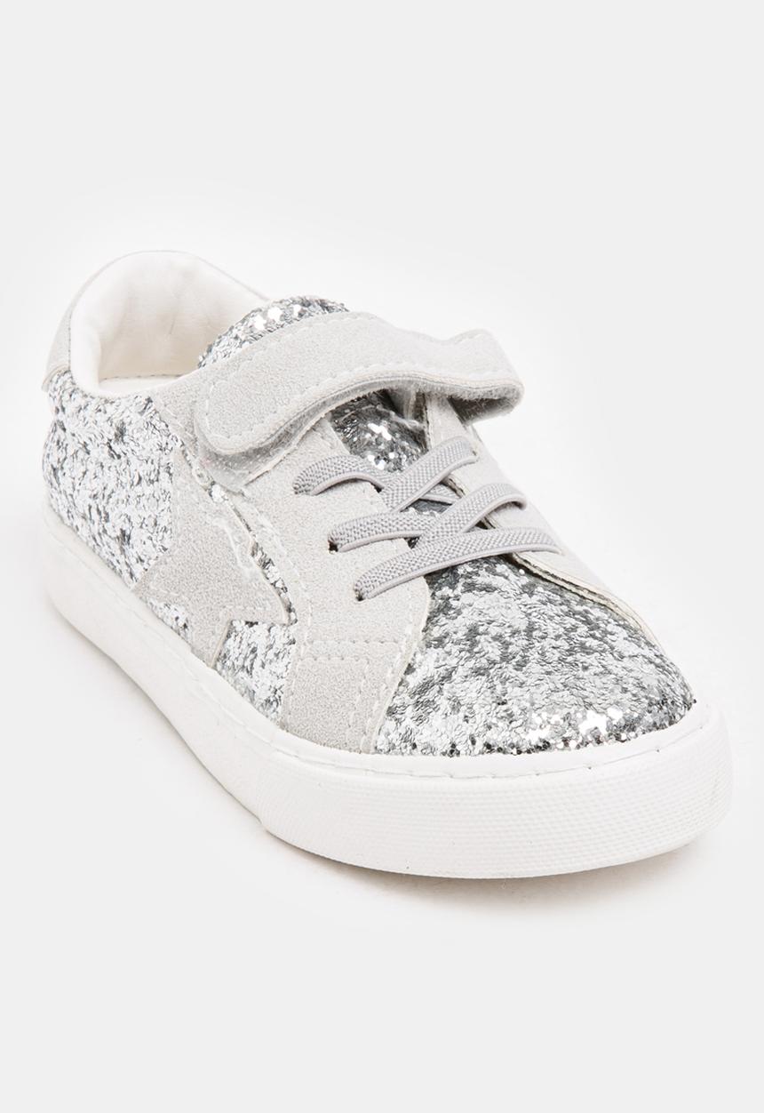 Pop Candy - Girls Glitter Sneakers Silver
