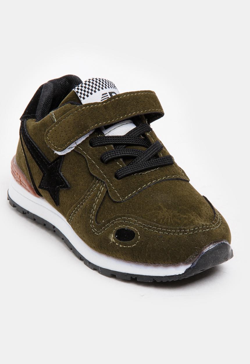 Pop Candy - Boys PU Suede Top Sneakers Khaki Green