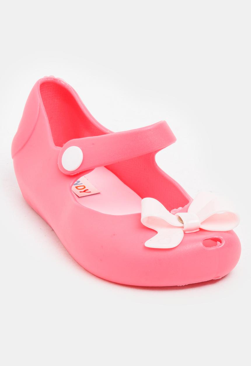 Pop Candy - Girls Bow Jelly Peep Toe Pump Dark Pink