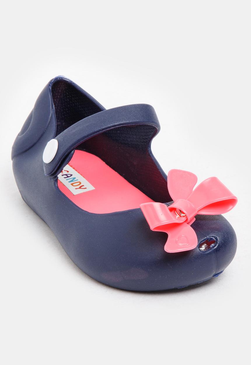 Pop Candy - Girls Bow Jelly Peep Toe Pump Navy