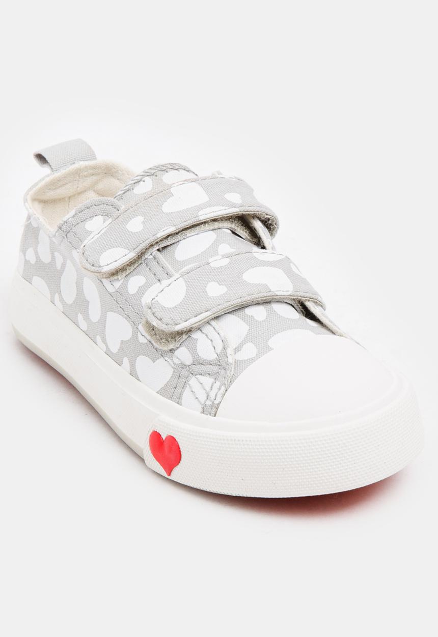 Pop Candy - Girls Heart Printed Canvas Sneakers Pale Blue