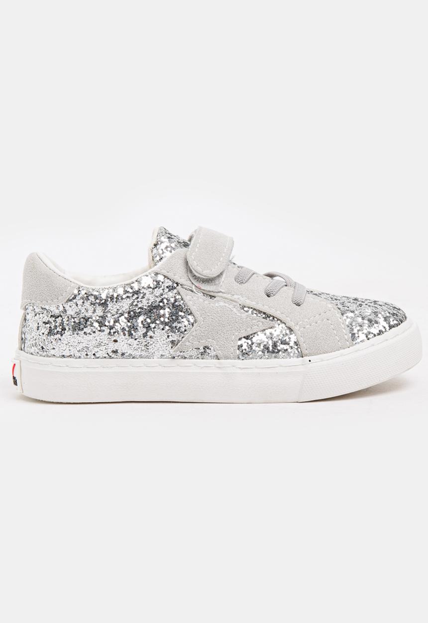 Pop Candy - Girls Glitter Sneakers Silver