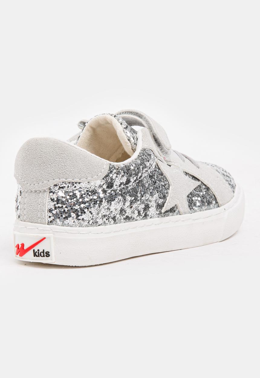 Pop Candy - Girls Glitter Sneakers Silver