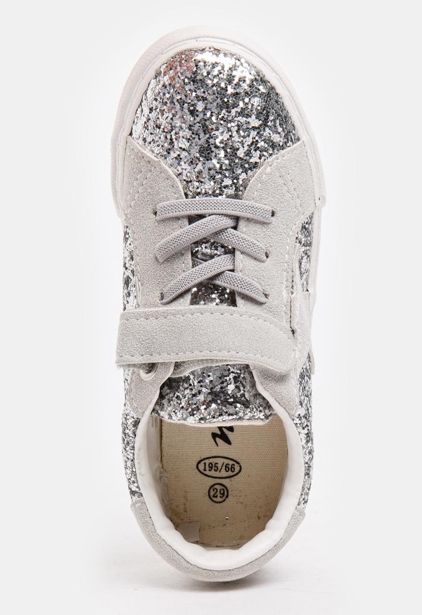 Pop Candy - Girls Glitter Sneakers Silver