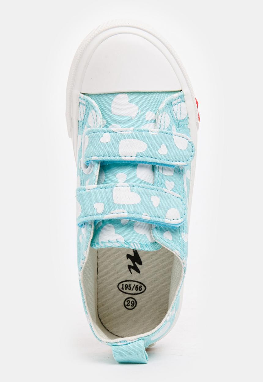 Pop Candy - Girls Heart Printed Canvas Sneakers Mint