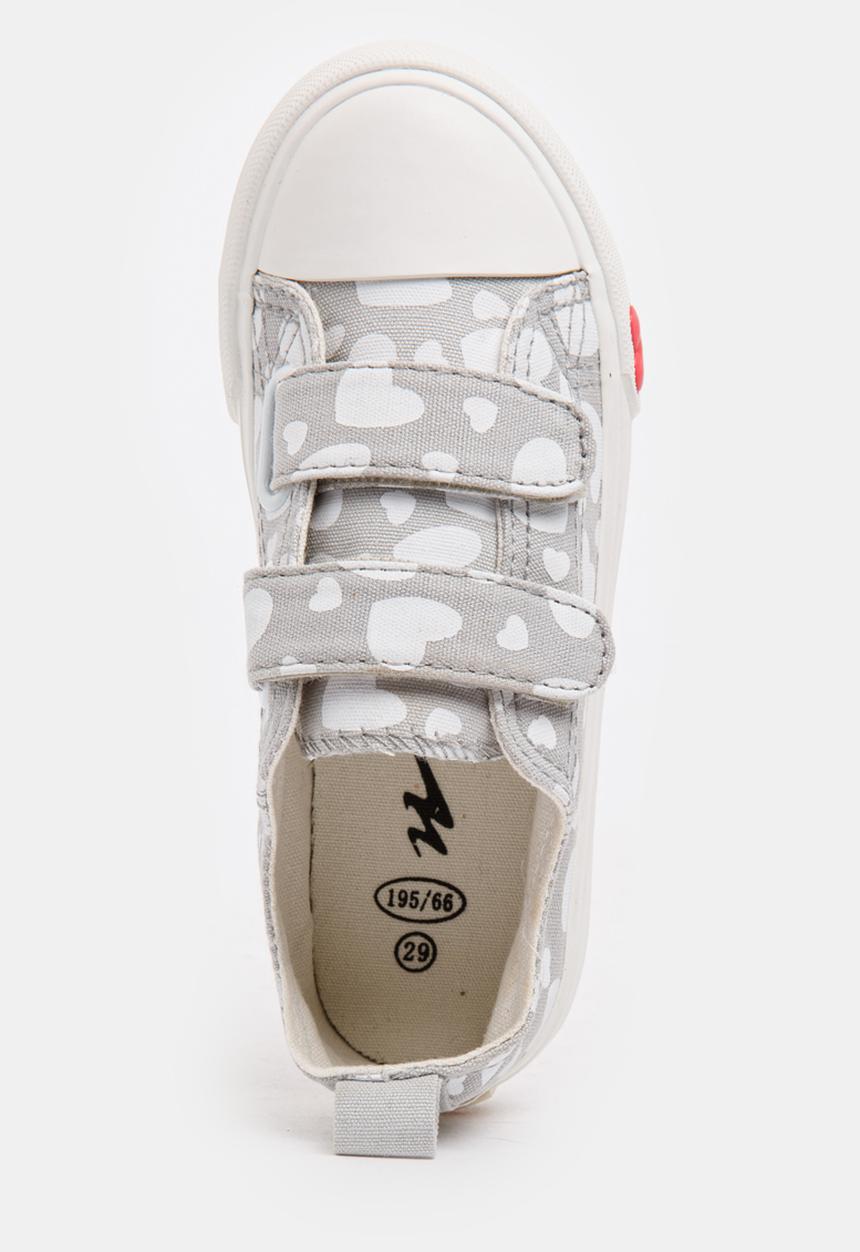 Pop Candy - Girls Heart Printed Canvas Sneakers Pale Blue
