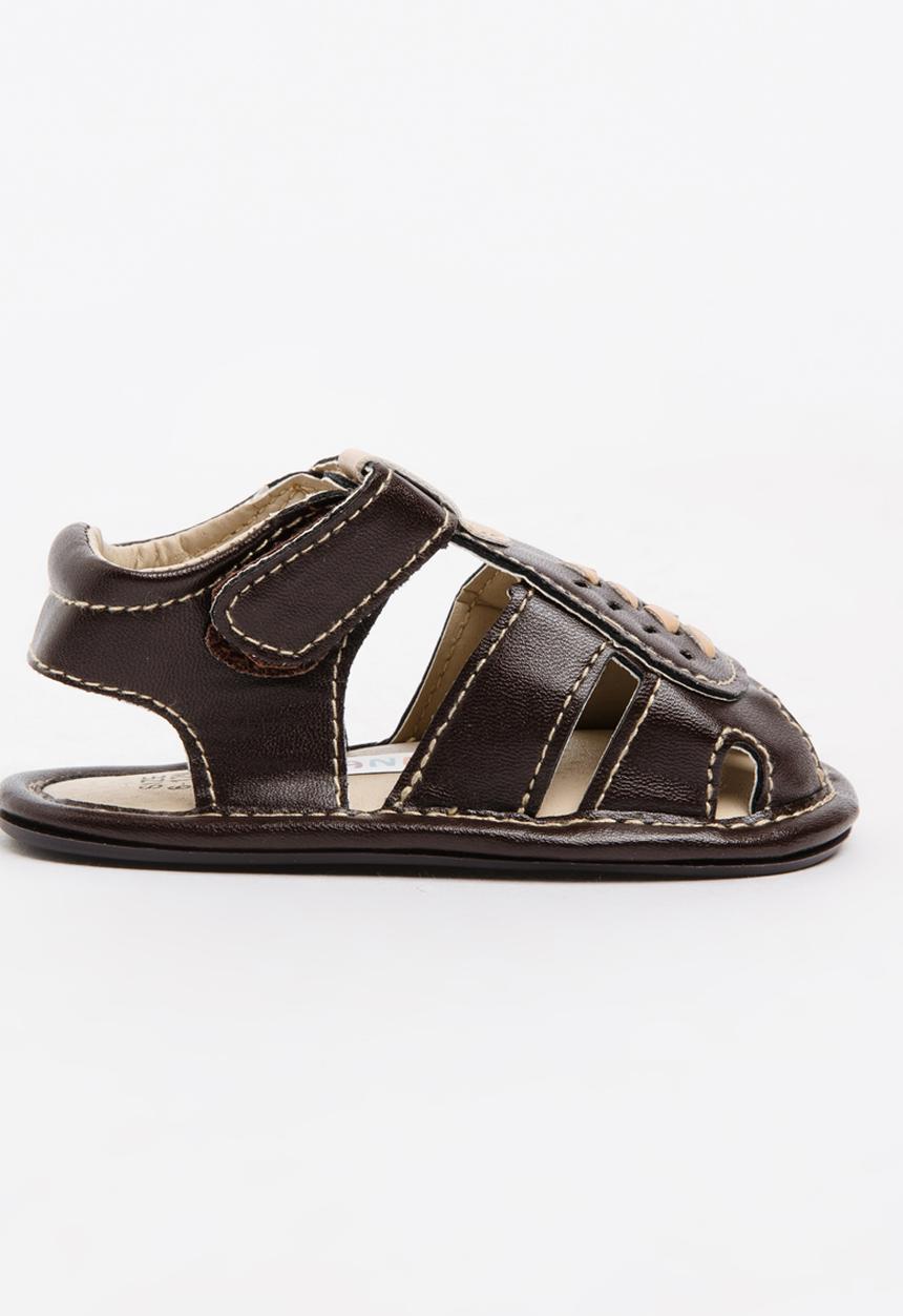 Pop Candy - Boys PU Sandals Dark Brown