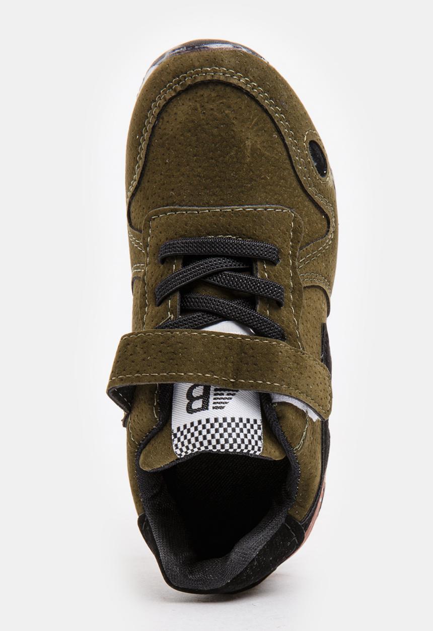 Pop Candy - Boys PU Suede Top Sneakers Khaki Green