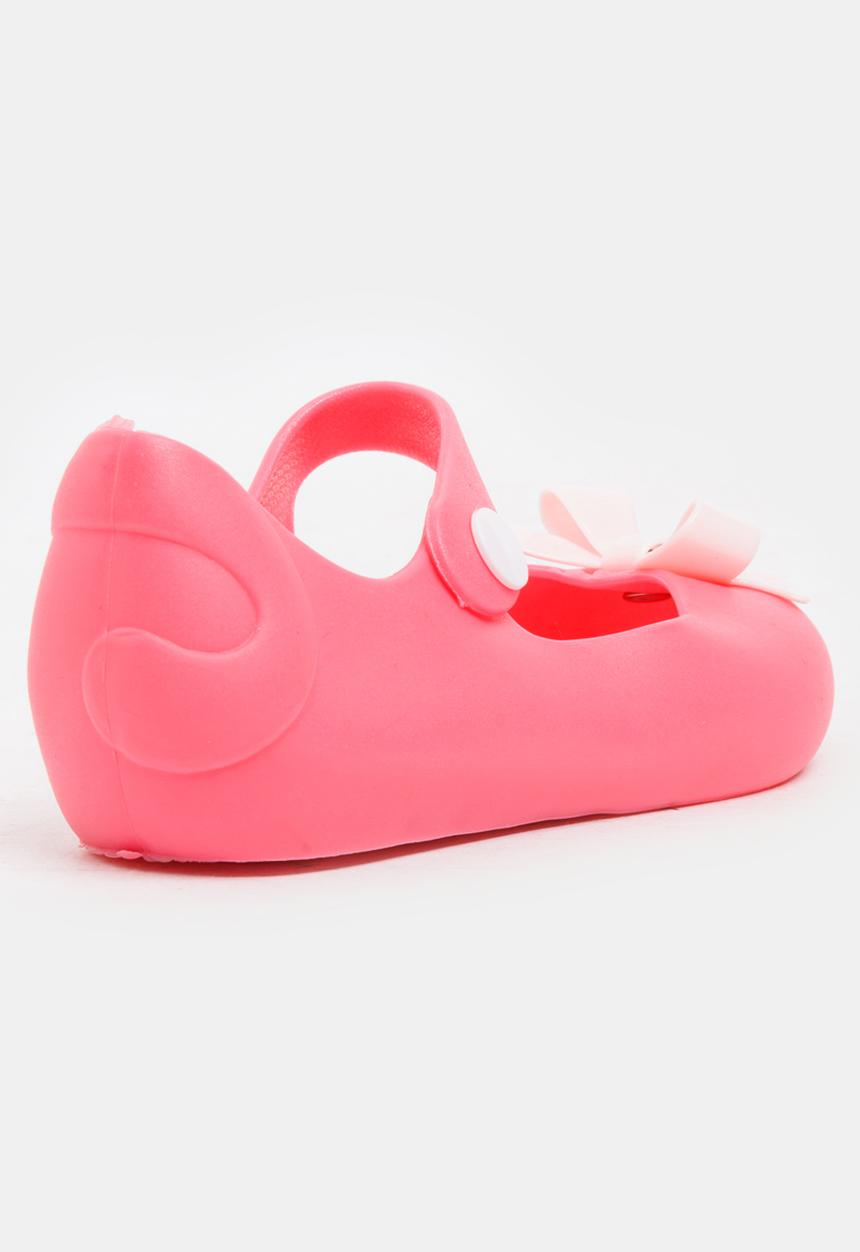 Pop Candy - Girls Bow Jelly Peep Toe Pump Dark Pink