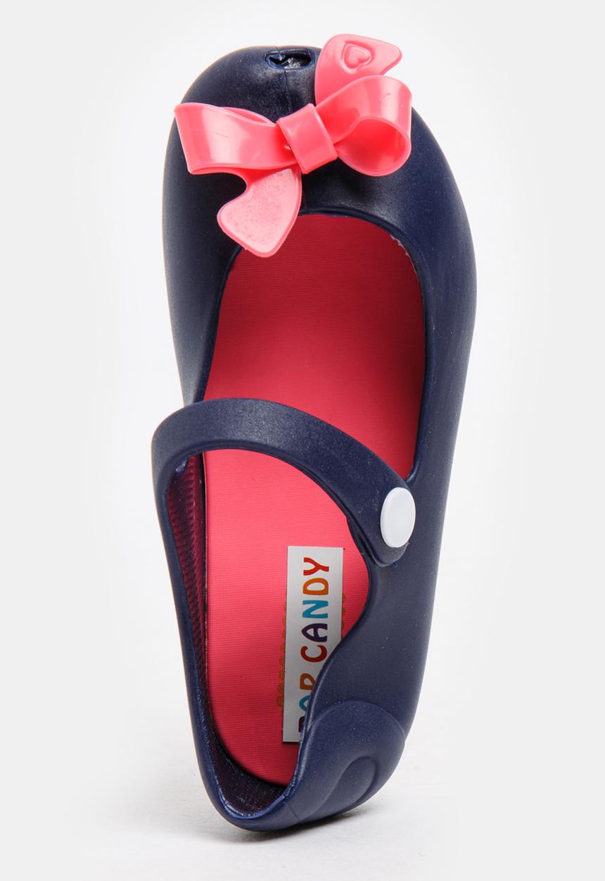 Pop Candy - Girls Bow Jelly Peep Toe Pump Navy