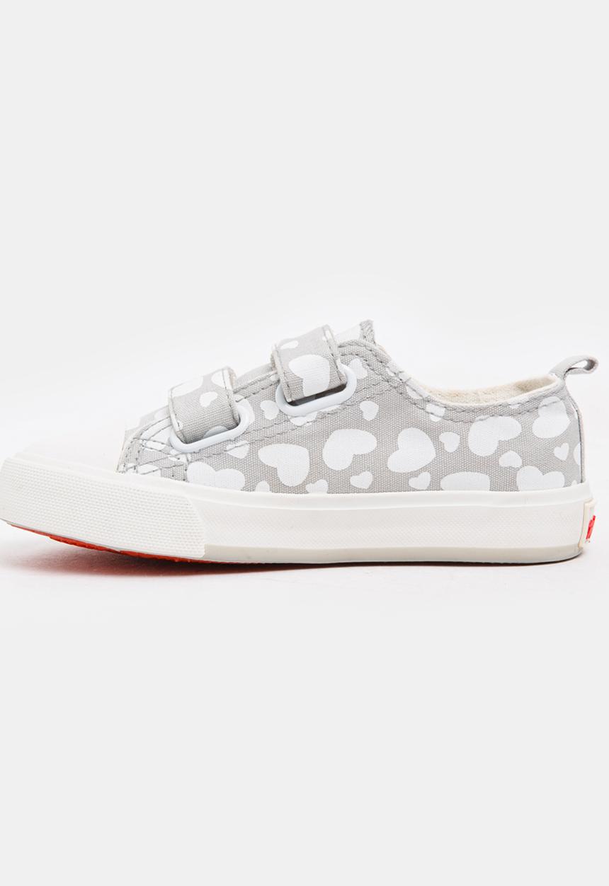 Pop Candy - Girls Heart Printed Canvas Sneakers Pale Blue