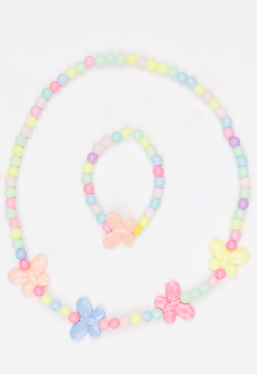 Pop Candy - Girls Flower Necklace and Bracelet Set Multi-colour