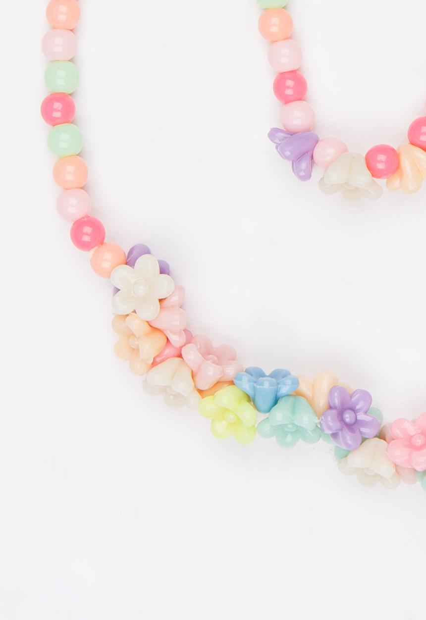 Pop Candy - Girls Heart Necklace and Bracelet Set Multi-colour
