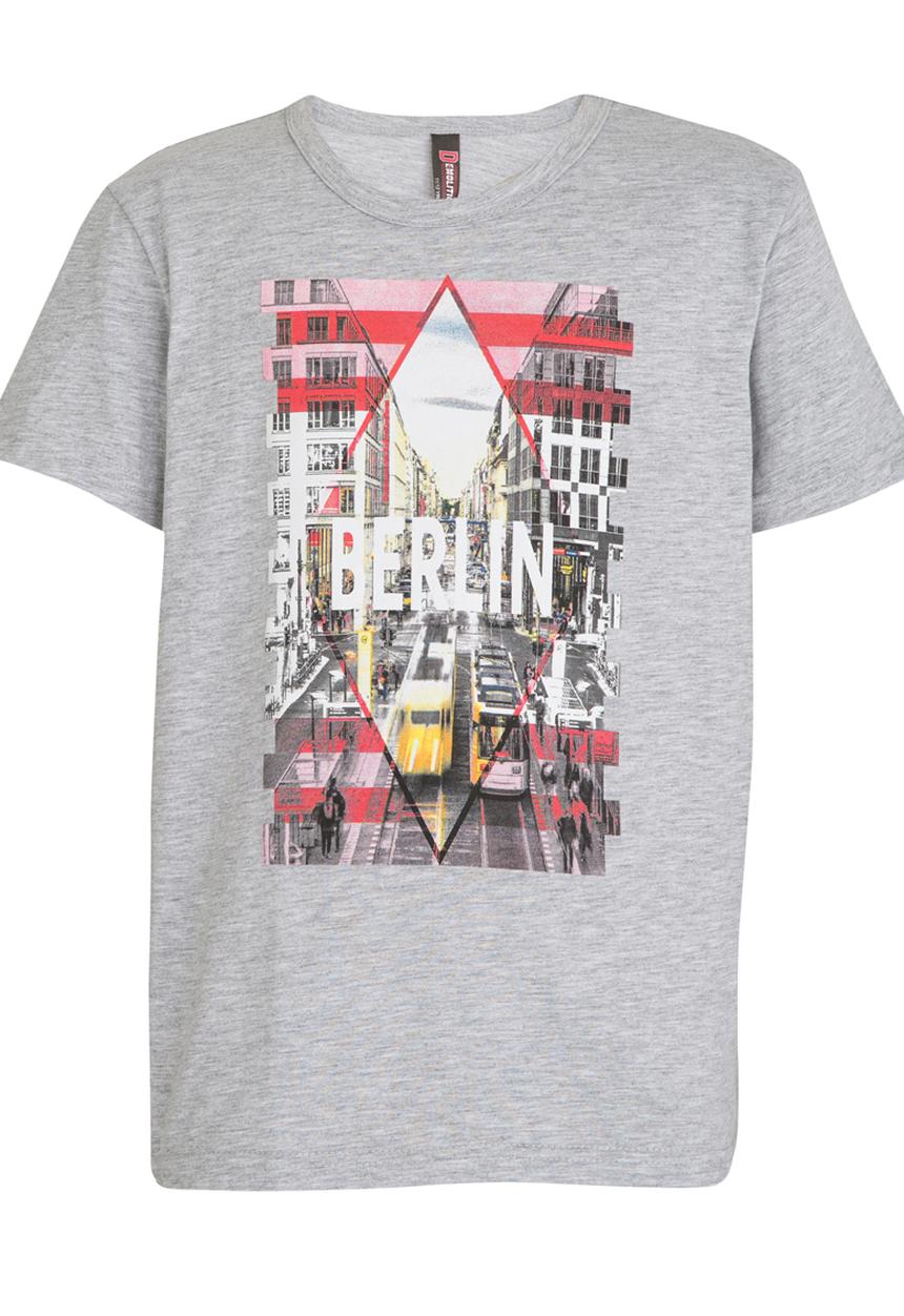 Twin Clothing - Printed Boys Tee Grey Melange