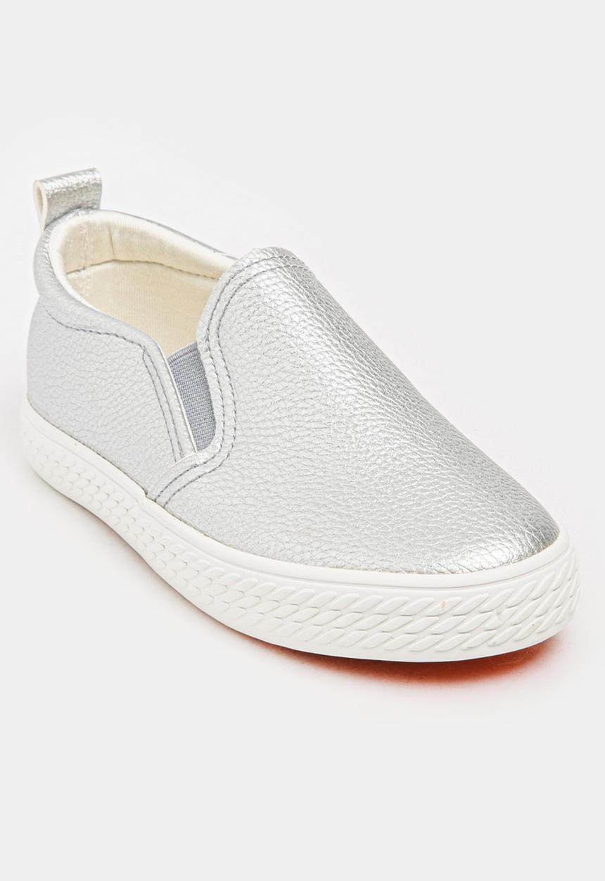 Pop Candy - Girls PU Slip On Sneakers Silver