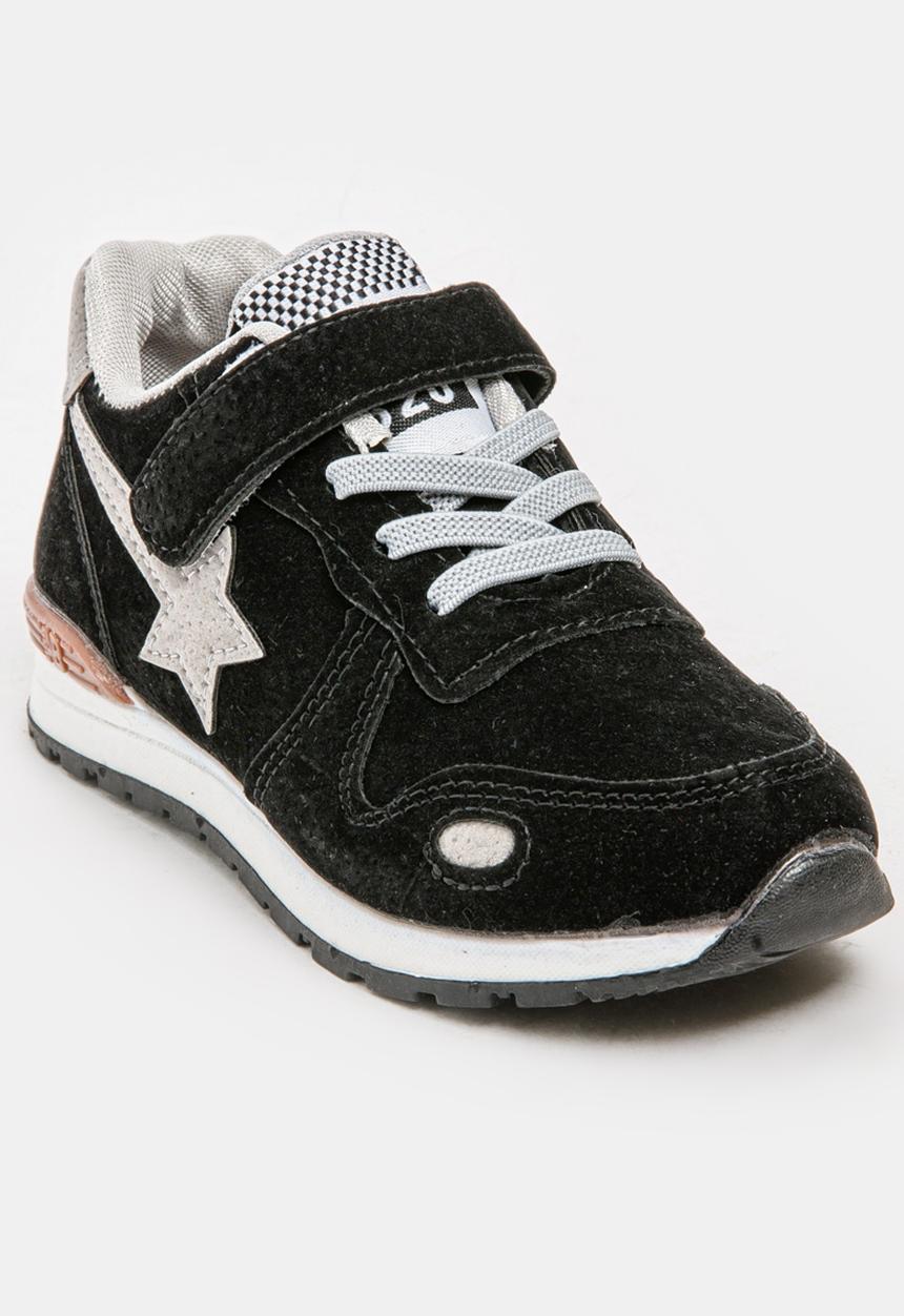 Pop Candy - Boys PU Suede Top Sneakers Black