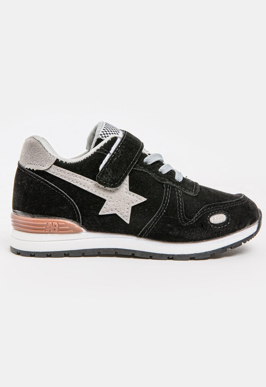 Pop Candy - Boys PU Suede Top Sneakers Black