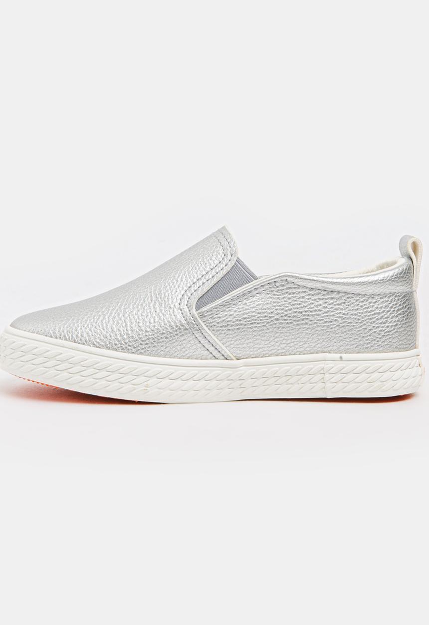 Pop Candy - Girls PU Slip On Sneakers Silver