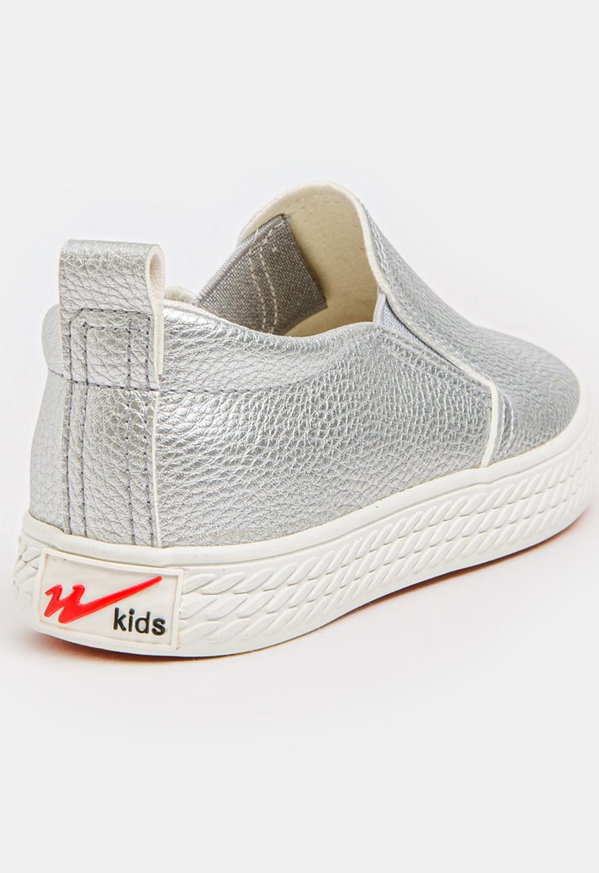 Pop Candy - Girls PU Slip On Sneakers Silver