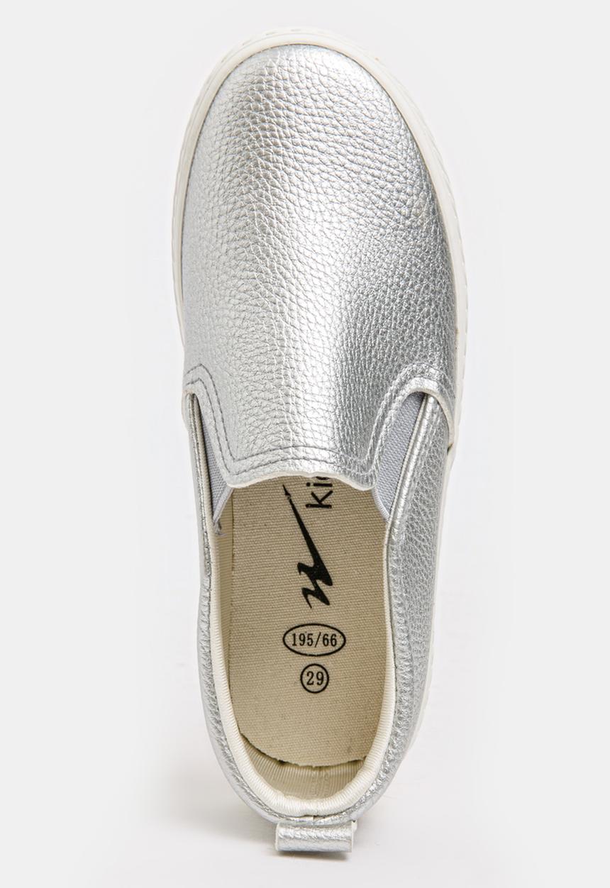 Pop Candy - Girls PU Slip On Sneakers Silver