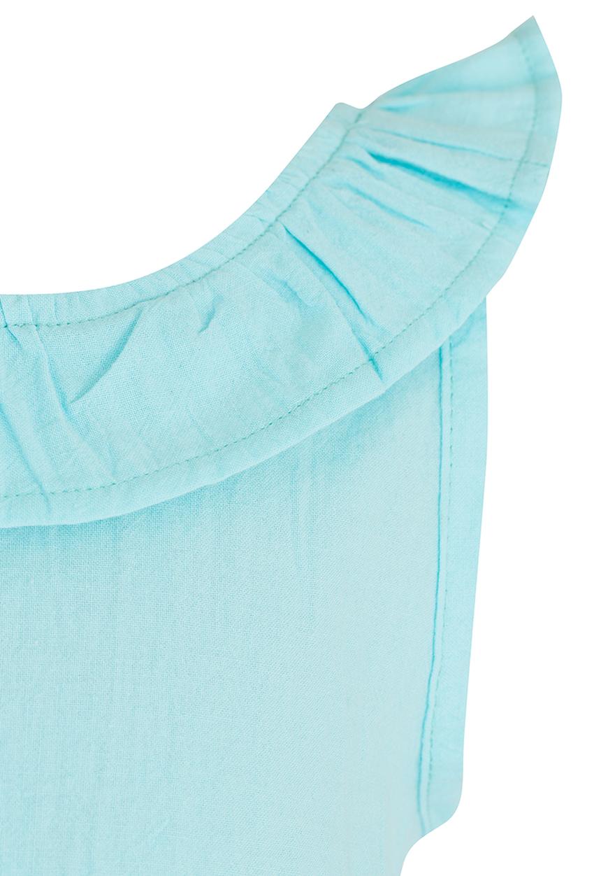 See-Saw - Woven Top with Neck Frill Light Green