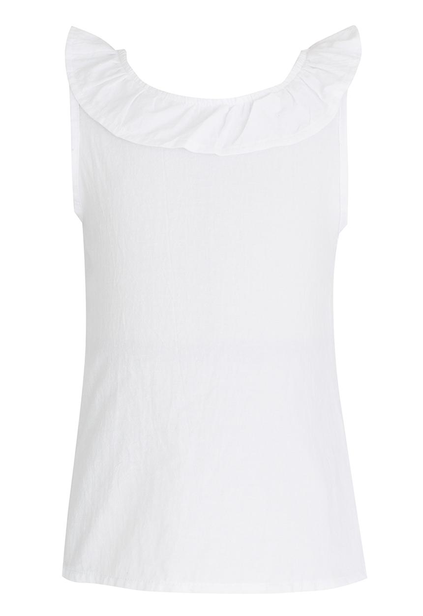 See-Saw - Woven Top with Neck Frill Milk