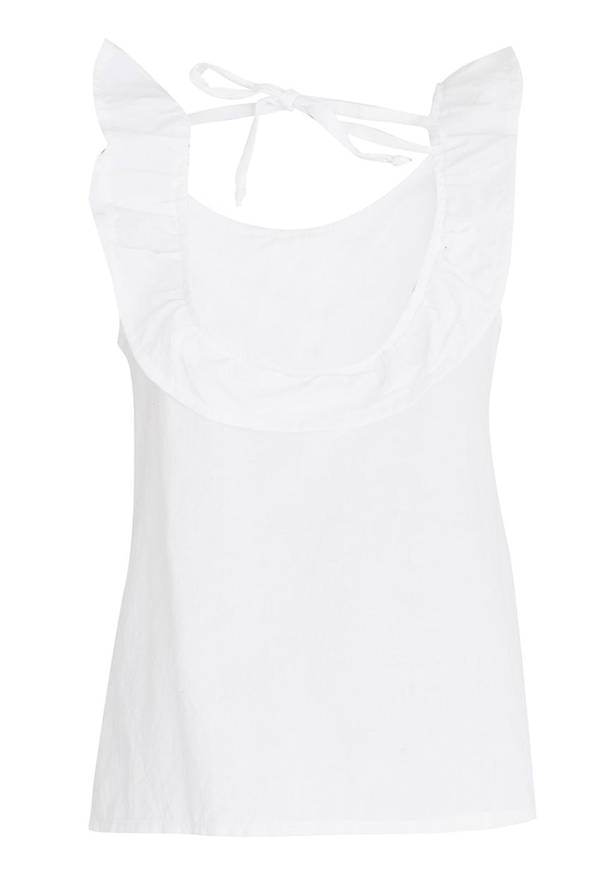 See-Saw - Woven Top with Neck Frill Milk