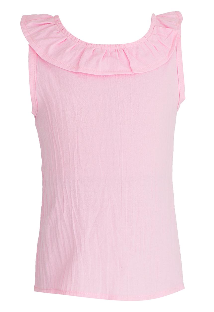 See-Saw - Woven Top with Neck Frill Pale Pink