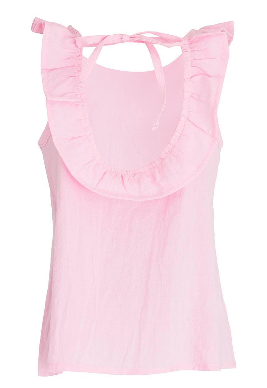 See-Saw - Woven Top with Neck Frill Pale Pink