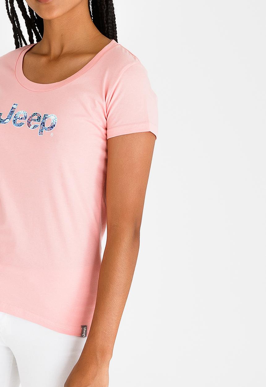 JEEP - Short Sleeve Foil Printed Tee Mid Pink
