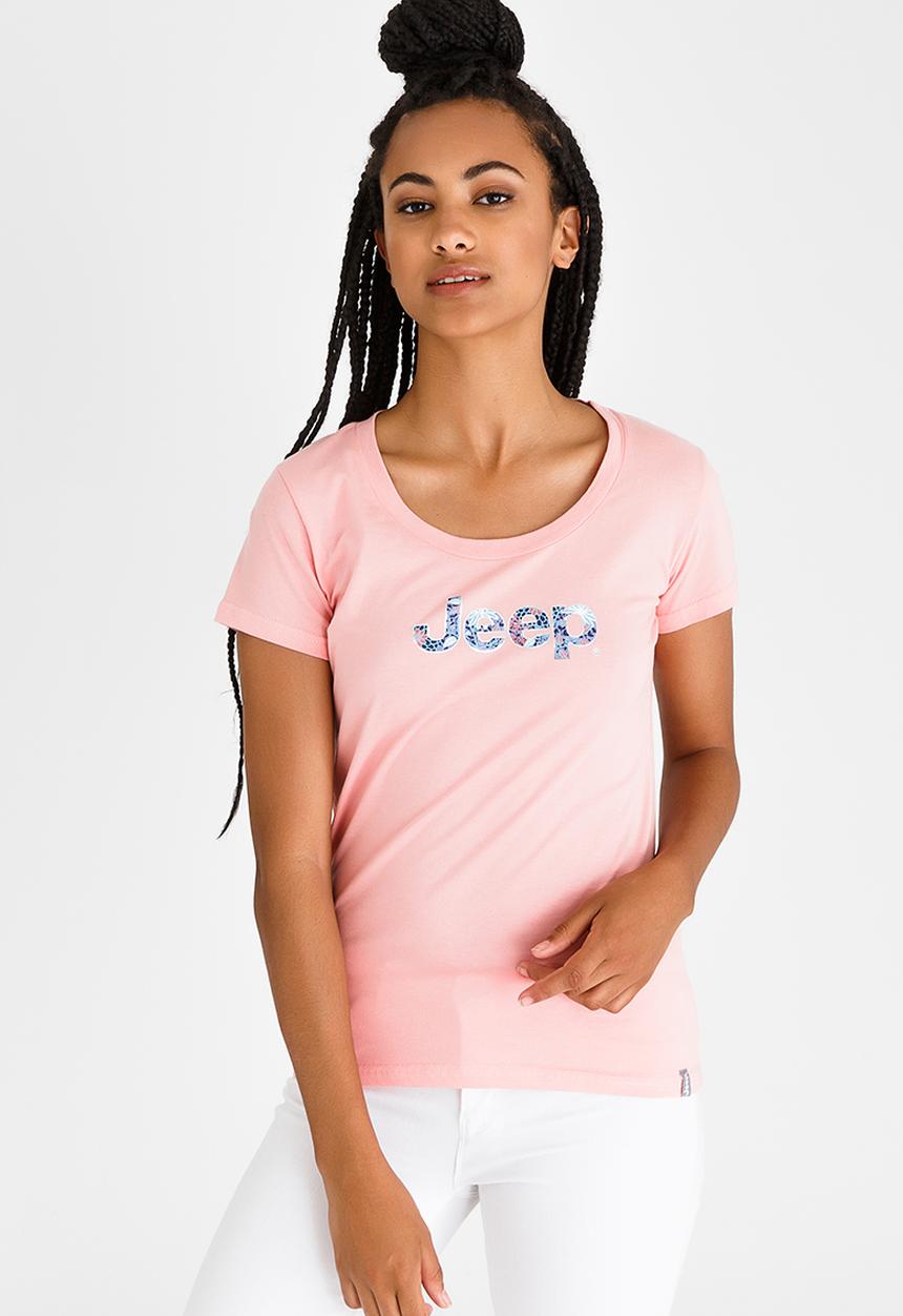 JEEP - Short Sleeve Foil Printed Tee Mid Pink