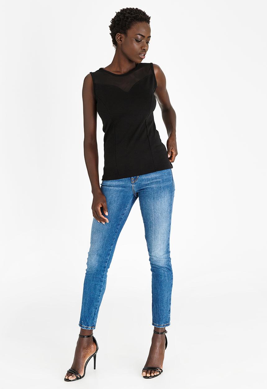 edit - Mesh Inset Cami Black