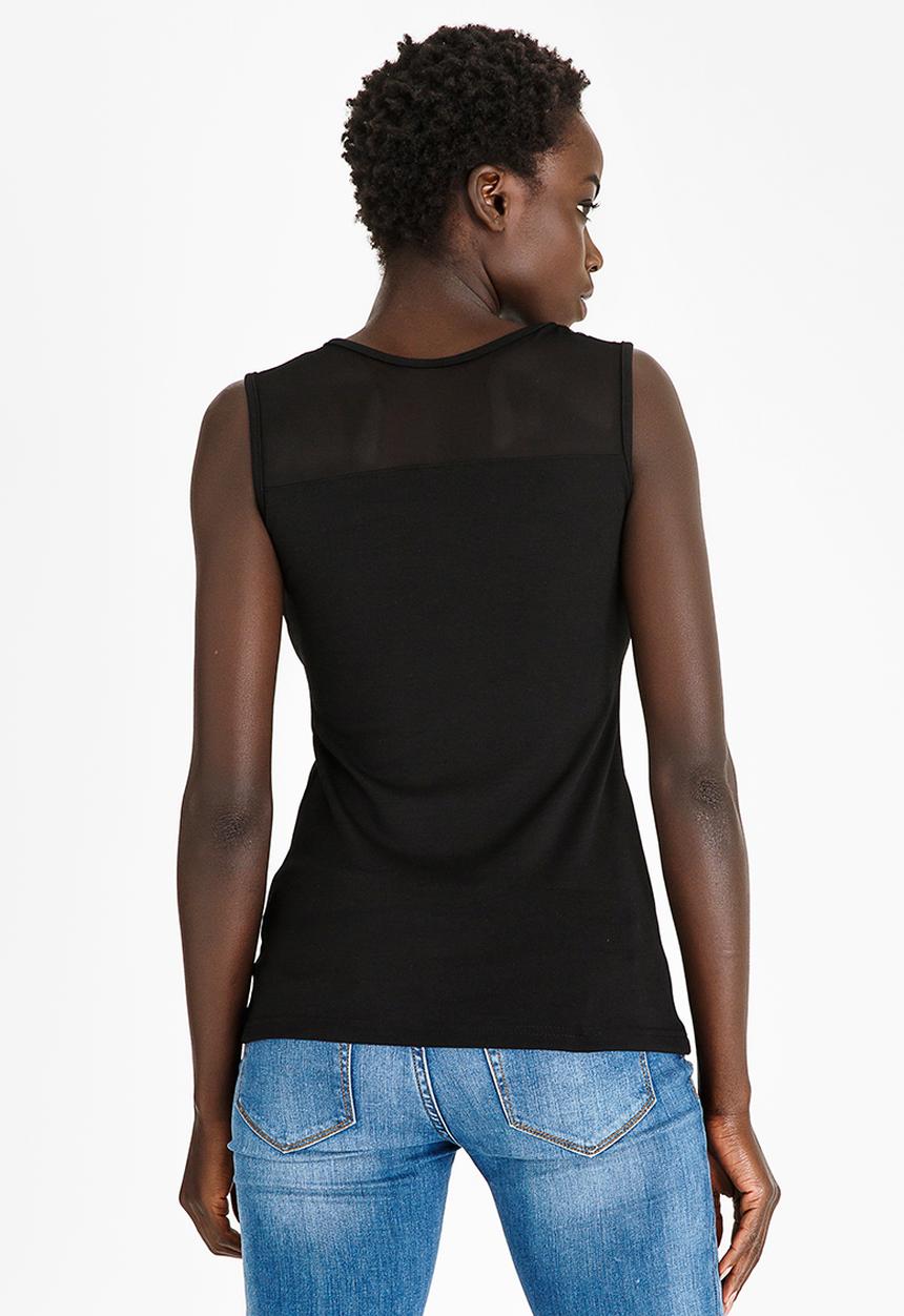 edit - Mesh Inset Cami Black