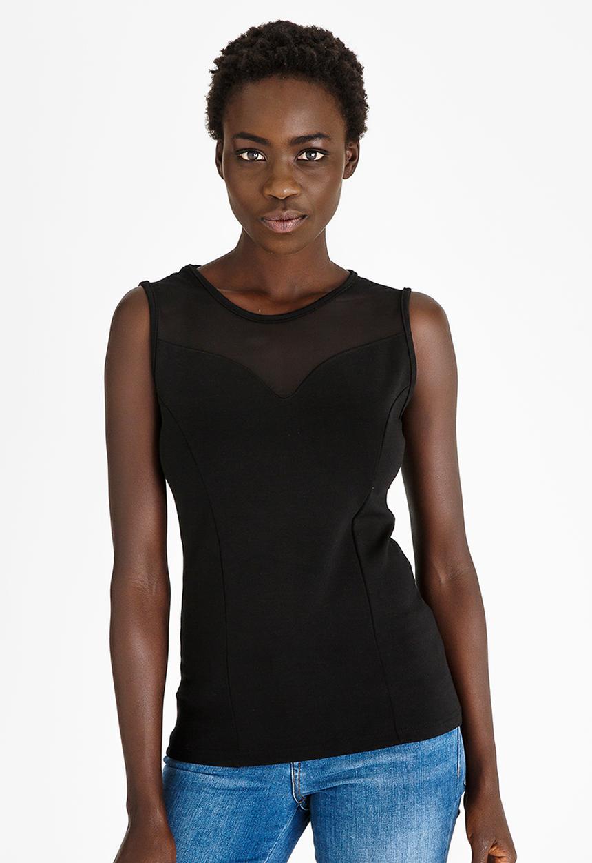 edit - Mesh Inset Cami Black