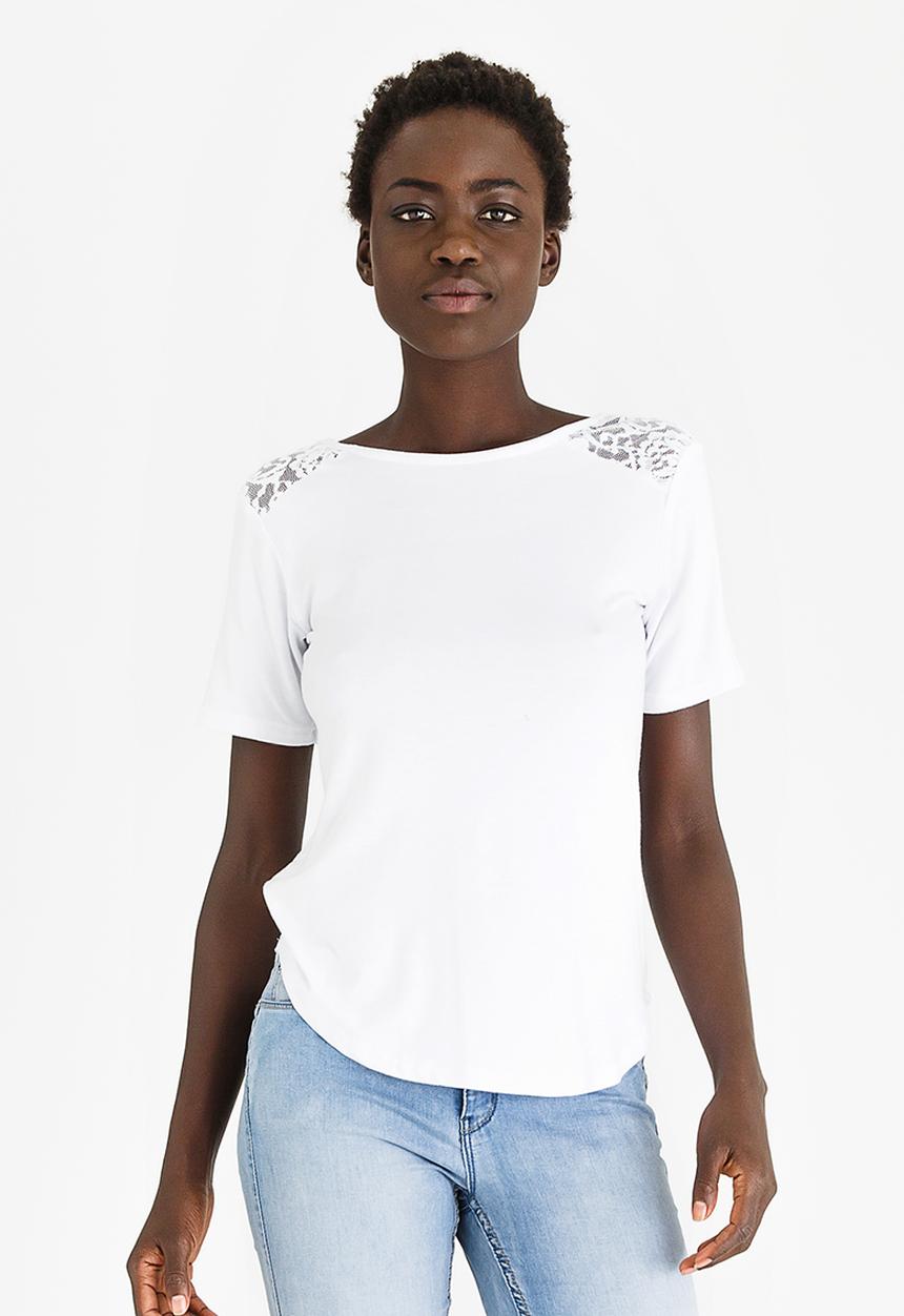 edit - Lace Inset T-shirt White