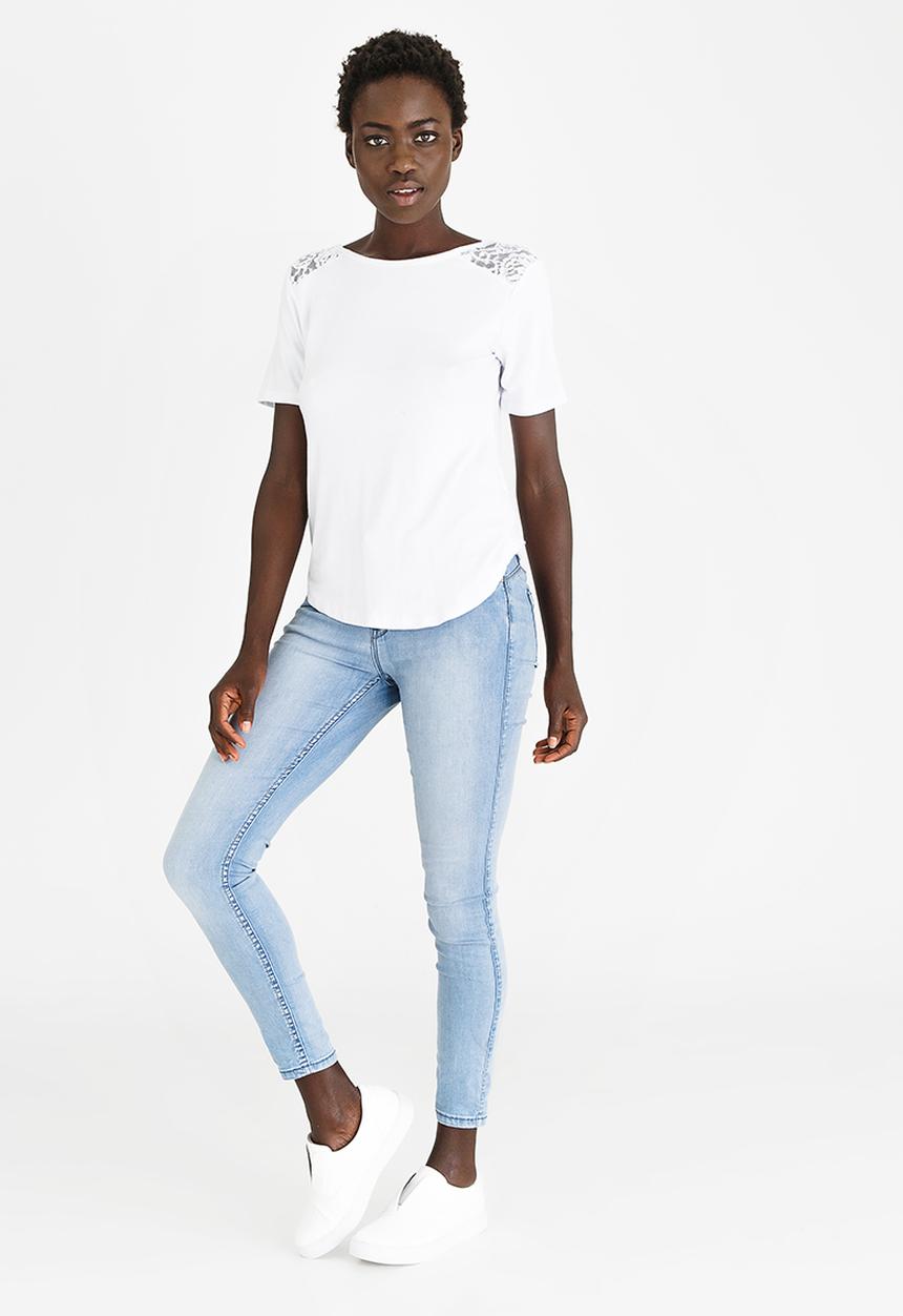 edit - Lace Inset T-shirt White