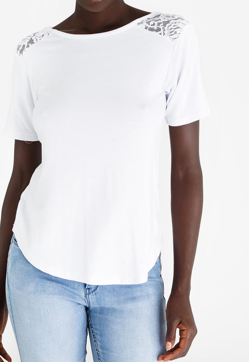 edit - Lace Inset T-shirt White