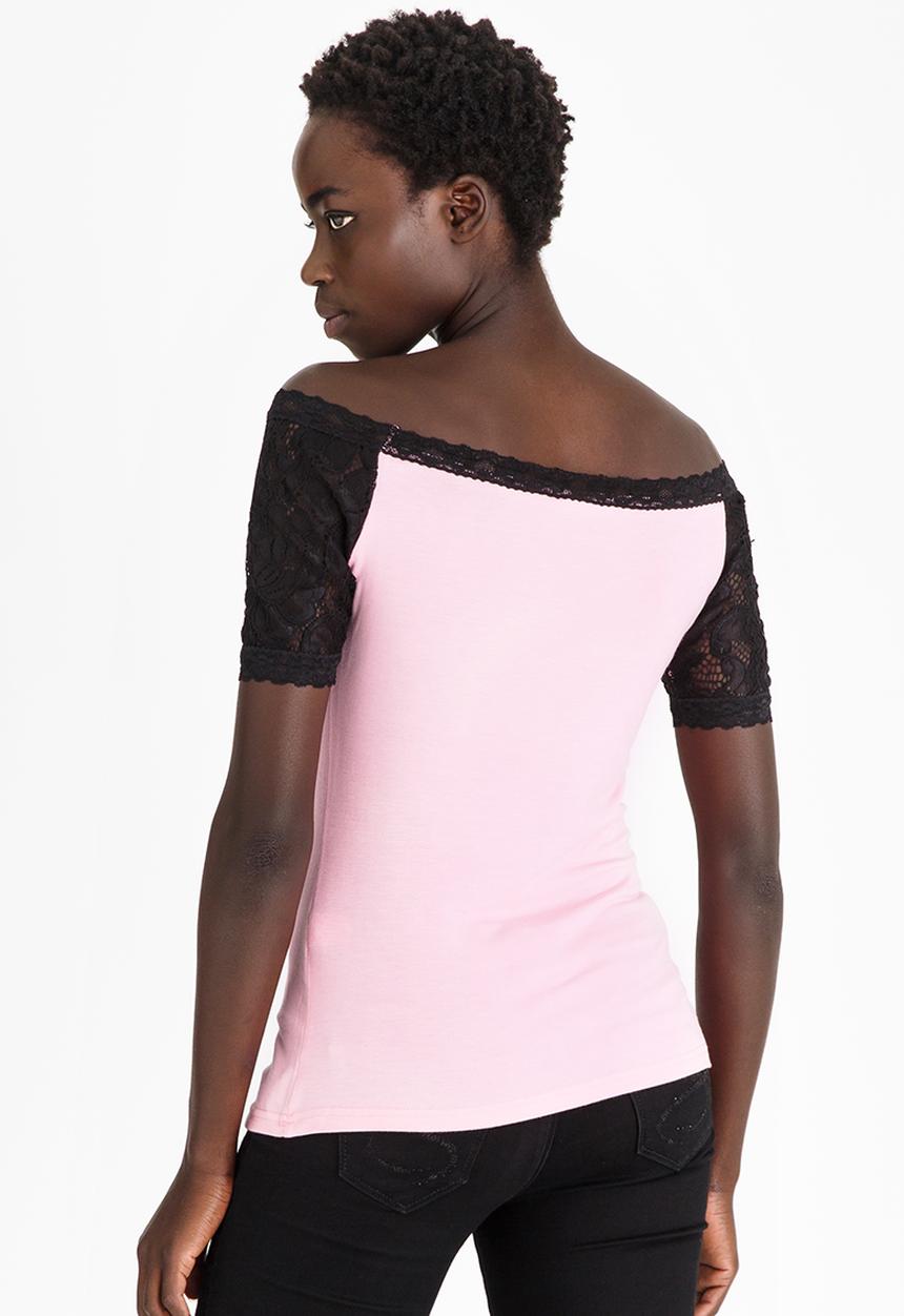 edit - Lace Detail T-shirt Mid Pink