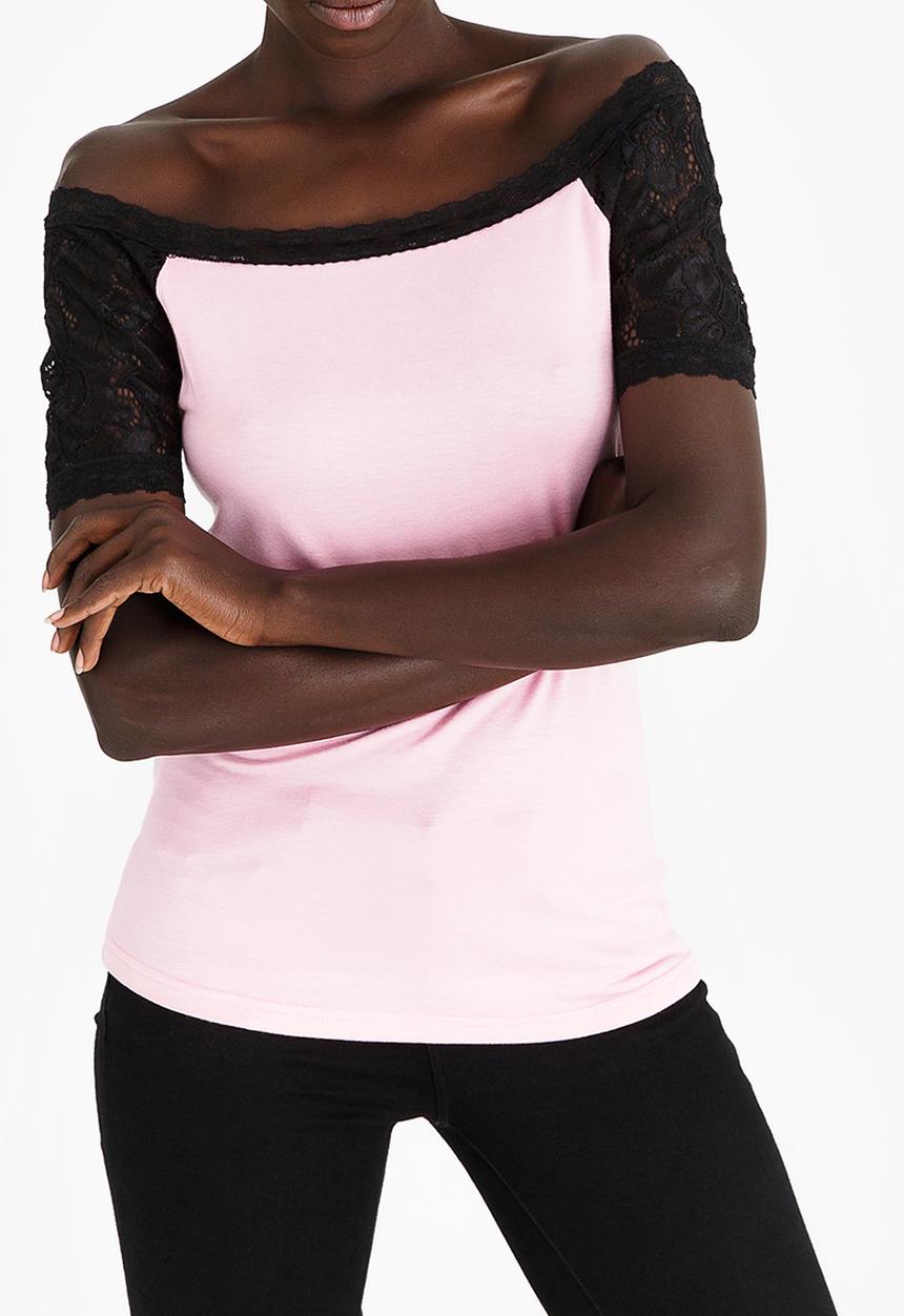 edit - Lace Detail T-shirt Mid Pink