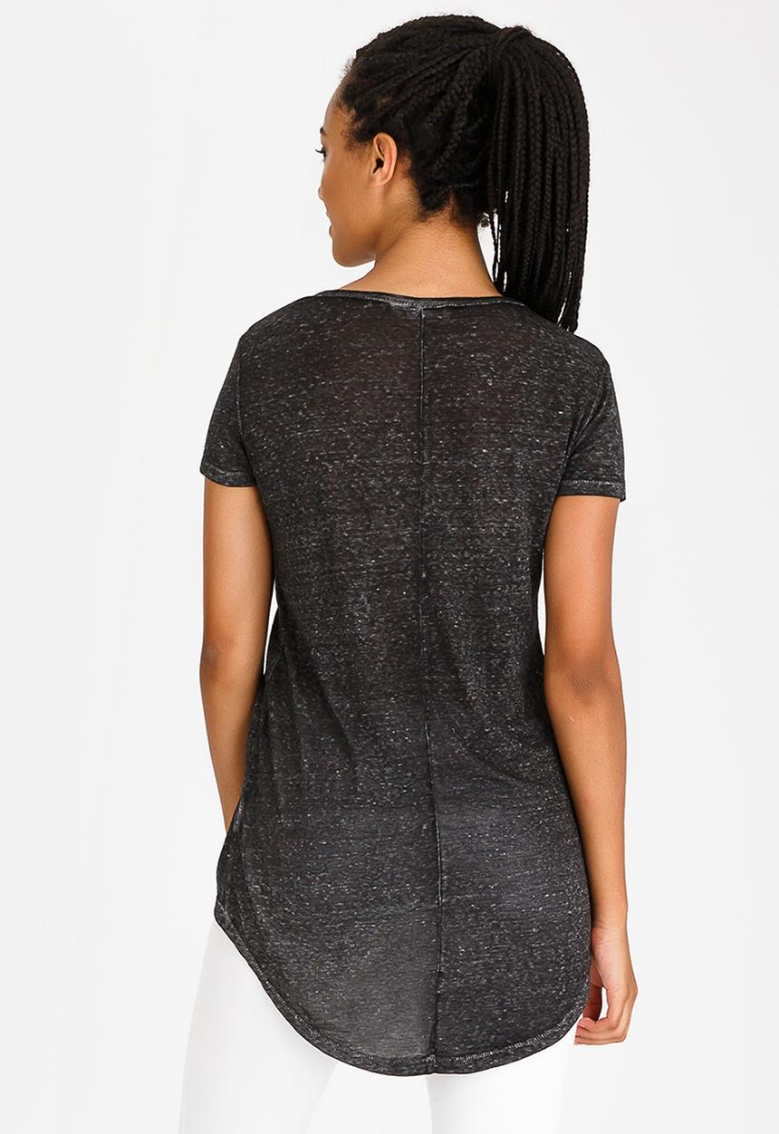 edit - V Neckline Tunic Black and White