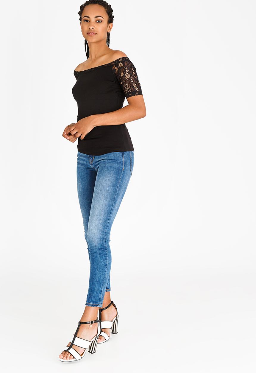 edit - Lace Detail T-shirt Black