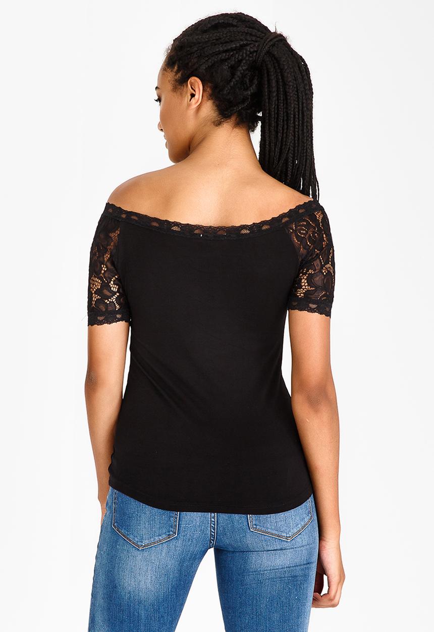 edit - Lace Detail T-shirt Black