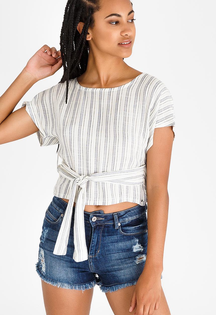 Billabong  - Santiago Stripe Wrap Top Blue