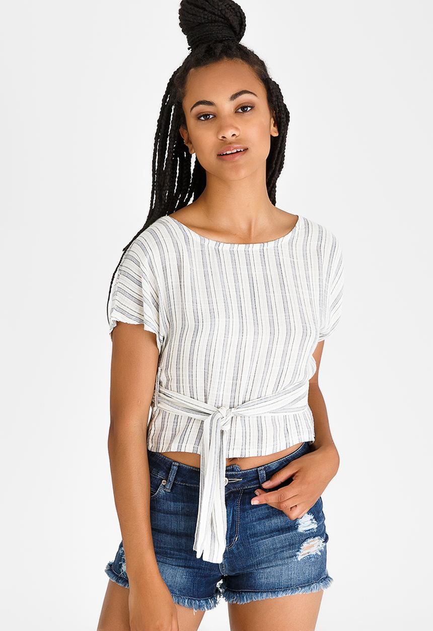 Billabong  - Santiago Stripe Wrap Top Blue