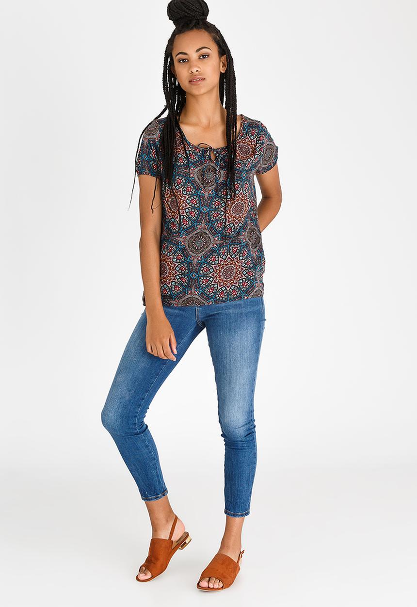 JEEP - Printed Peasant Blouse Multi-colour