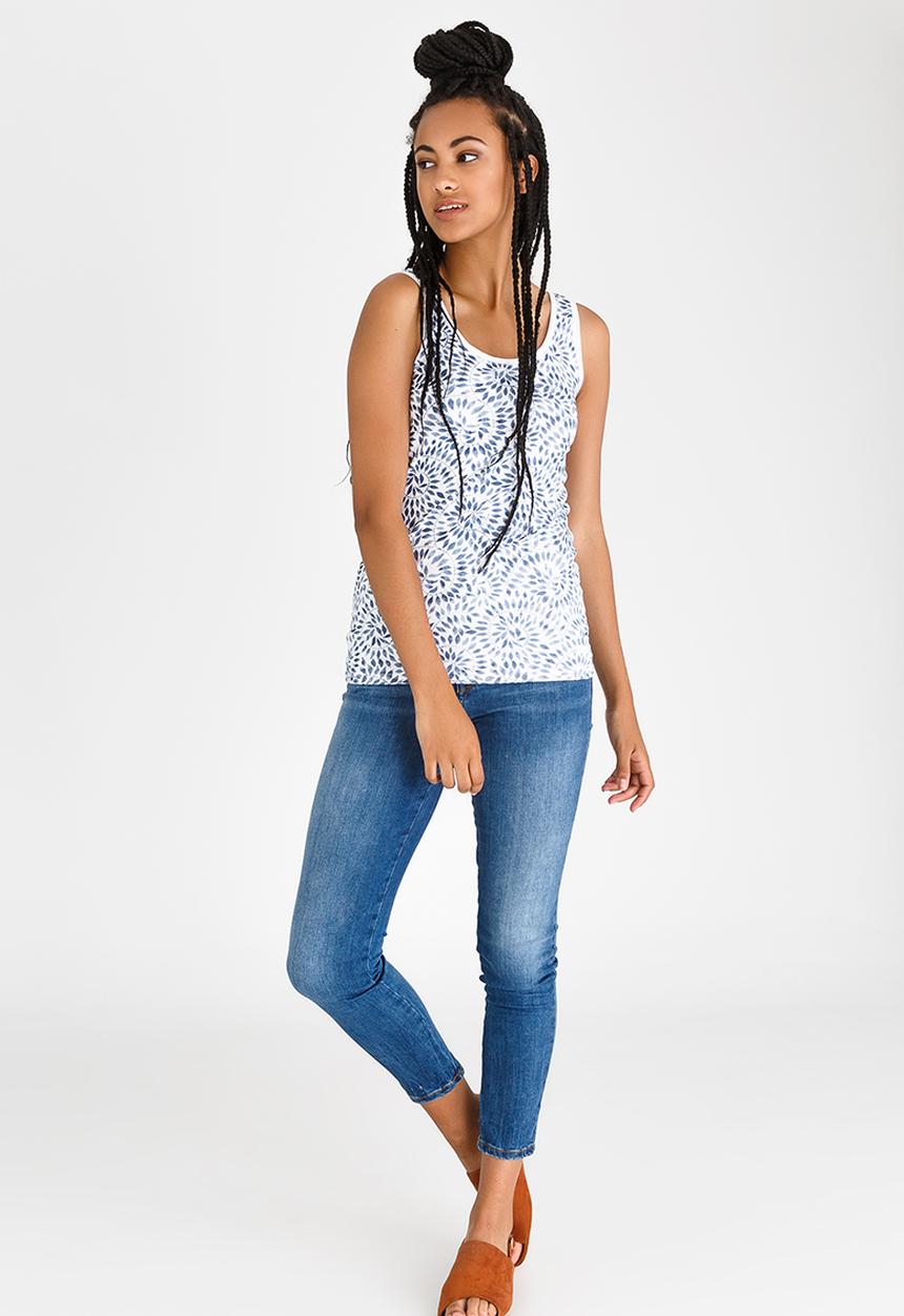 JEEP - Short Sleeve Printed Vest Blue and White