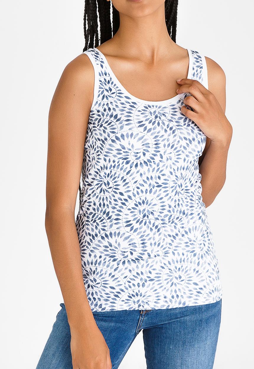 JEEP - Short Sleeve Printed Vest Blue and White