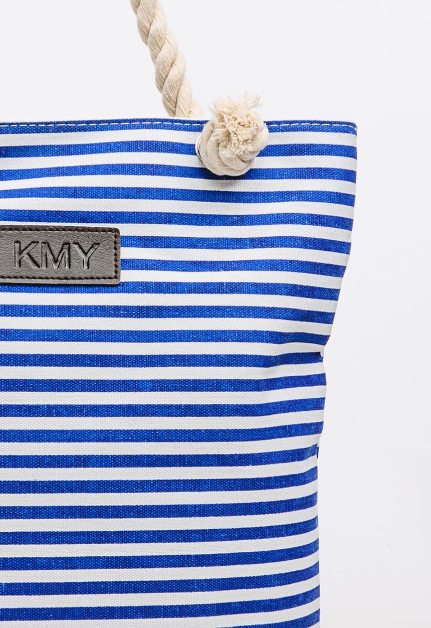 Pop Candy - Girls Stripe Canvas Beach Bag Navy