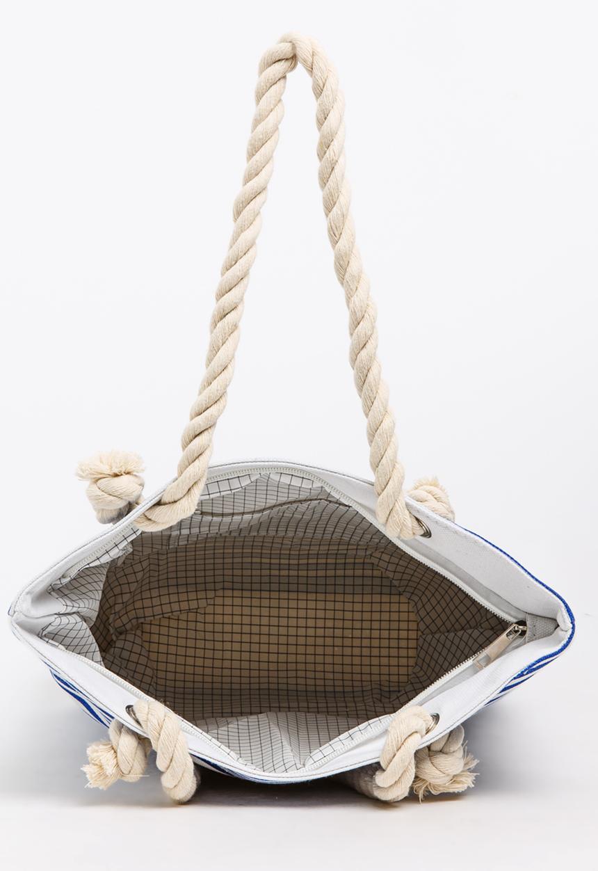 Pop Candy - Girls Stripe Canvas Beach Bag Navy