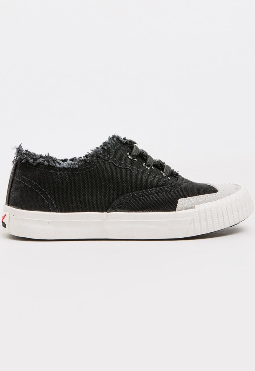 Pop Candy - Boys Canvas Sneakers with Raw Edging Black
